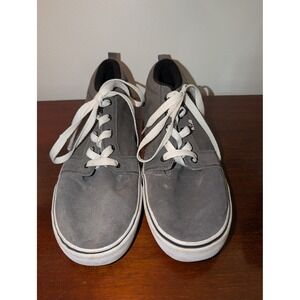 Target Mens Size 13 Gray Leather Canvas Mid Top Skateboard Sneakers Shoes